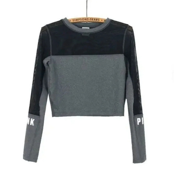 Victoria's Secret PINK Womens XS Cropped Mesh Activewear Top  Gym Workout - Picture 1 of 5